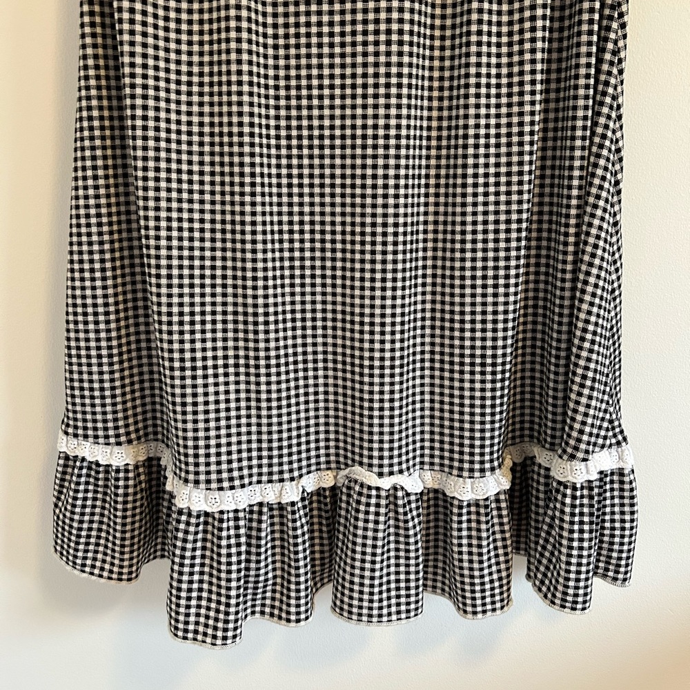 Vintage Gingham Coastal Cowgirl Cottagecore Ruffle Mini Dress Women’s Size Small - Picture 8 of 11